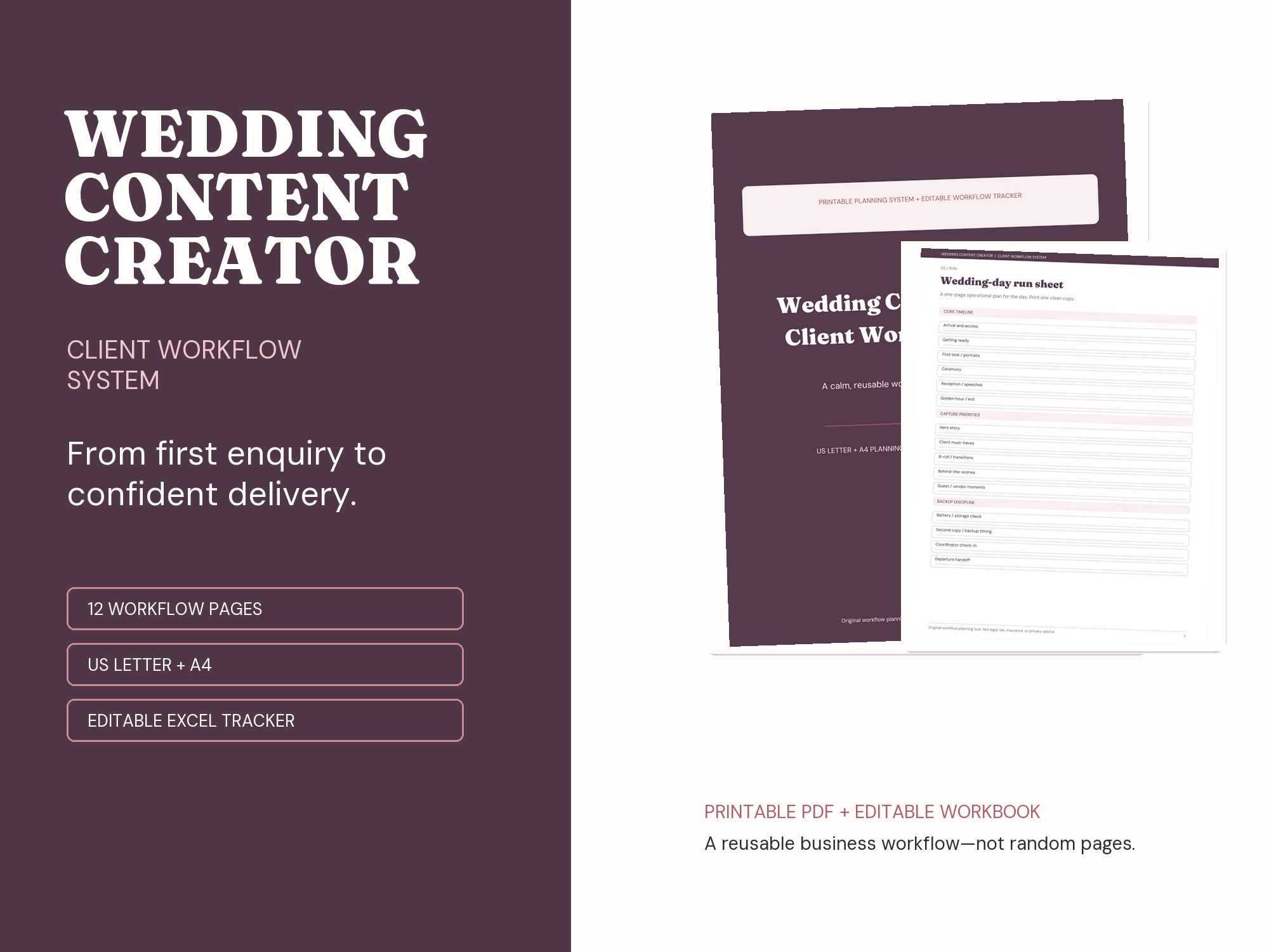 Wedding Content Creator Client Workflow System cover